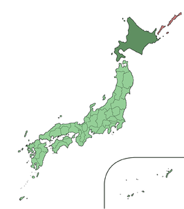 Kaart van japan met Hokkaido in het noorden