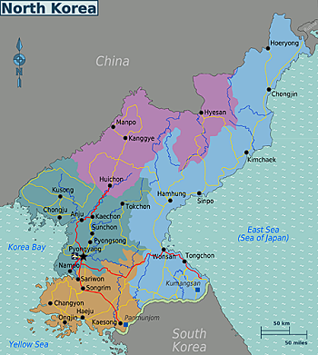 Kaart van Noord Korea