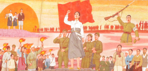 Muurschildering in Pyongyang