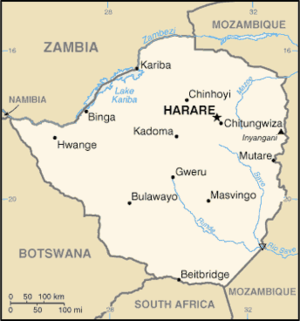 Kaart van Zimbabwe